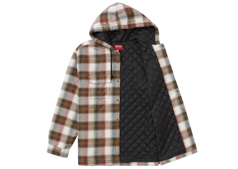 Quilted hooded best sale plaid shirt supreme