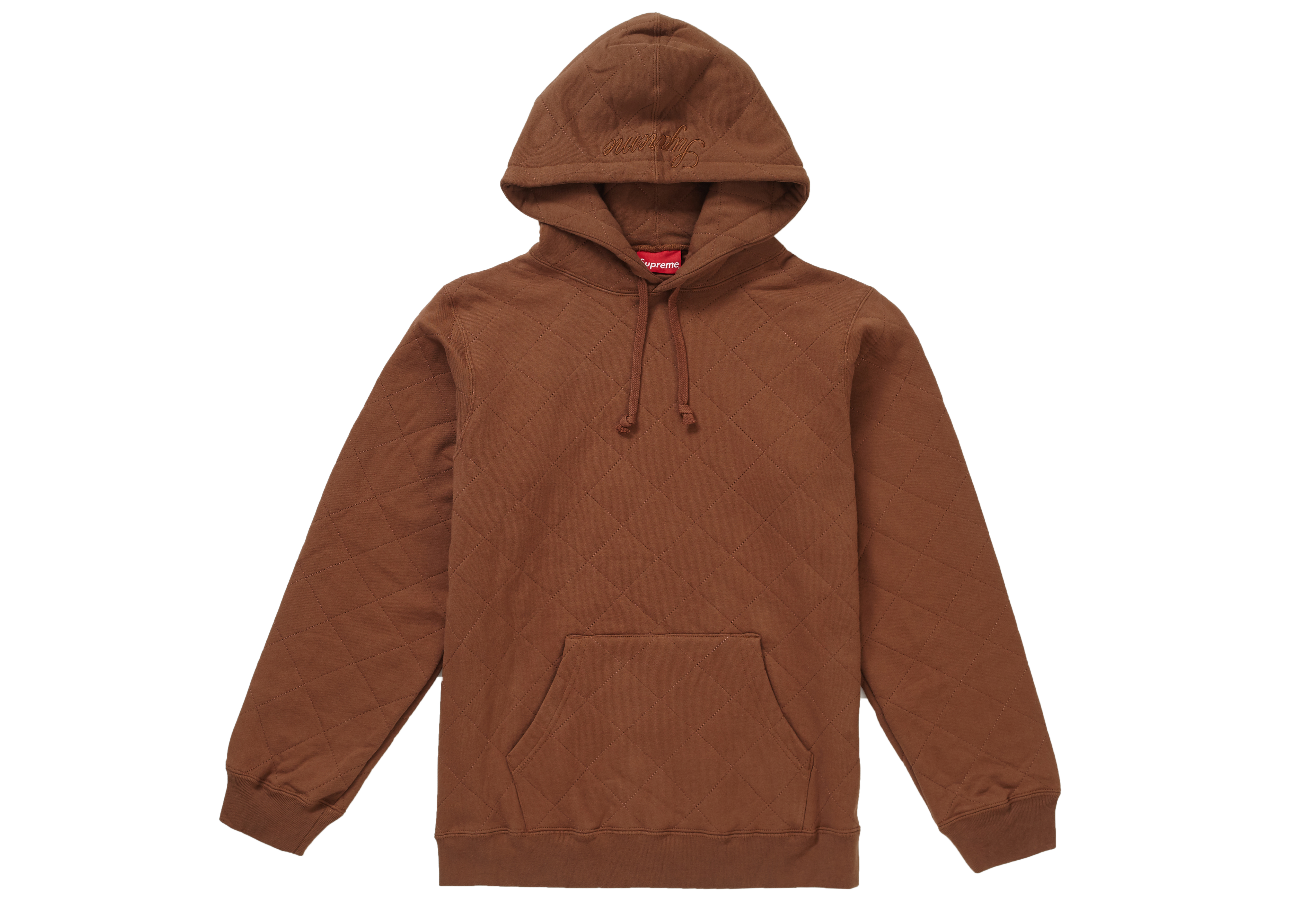 Supreme Quilted Hooded Sweatshirt Brown68cm