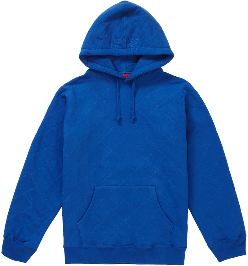 Supreme Quilted Hooded Sweatshirt Royal FW18 US - Main Image