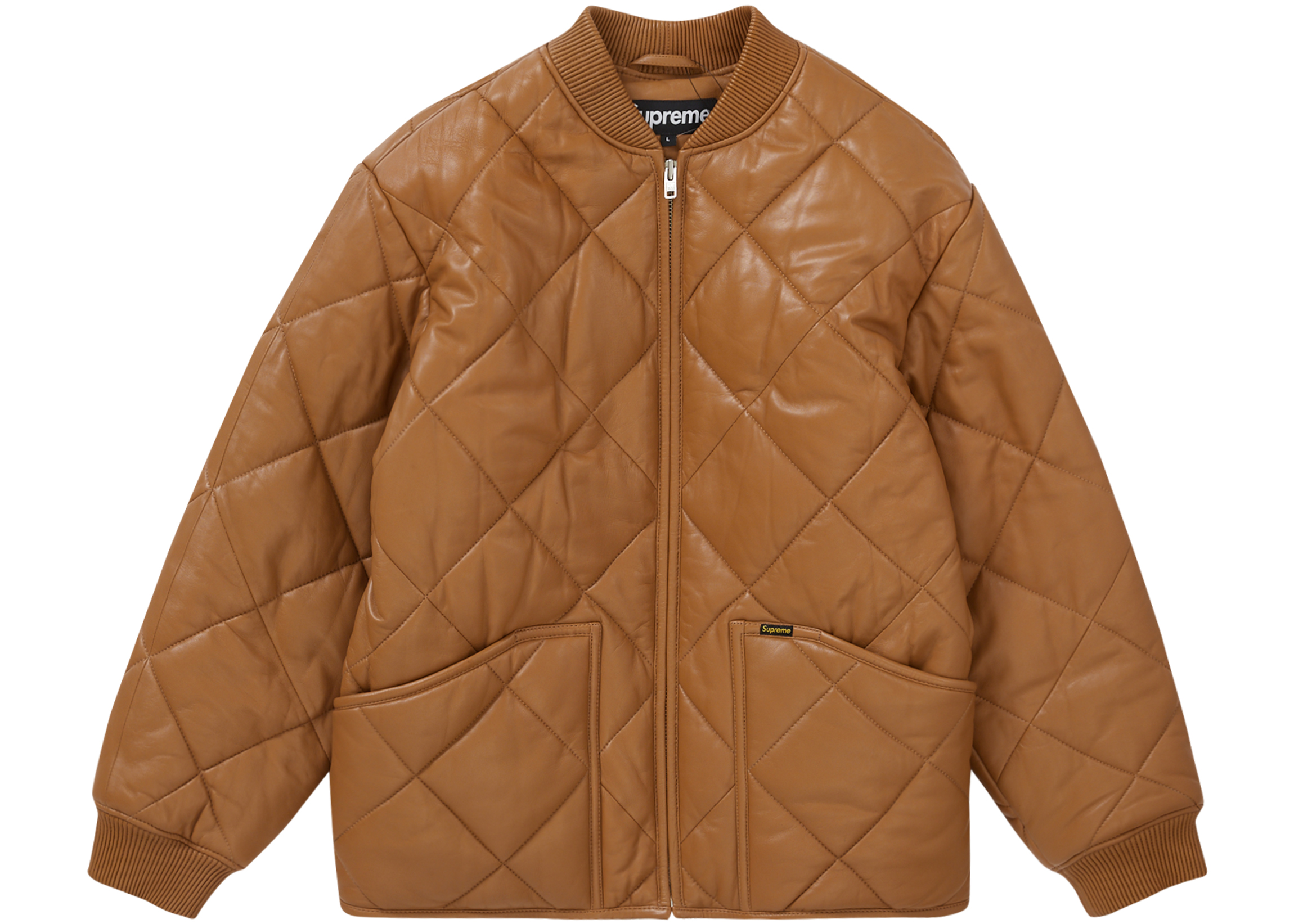 Supreme Quilted Leather Work Jacket Tan Men's - FW22 - US