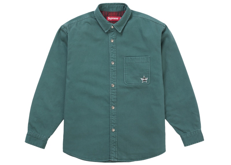 Supreme Quilted Lined Denim Snap Shirt Teal Men's - FW25 - US