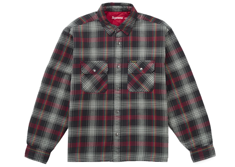 Supreme Quilted Lined Flannel Snap Shirt Black メンズ - SS26 - JP