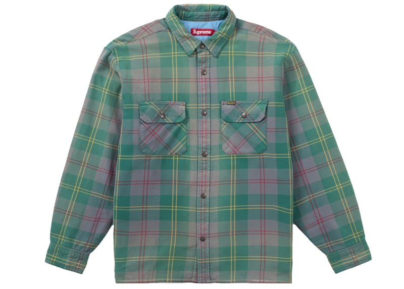Supreme Quilted Lined Flannel Snap Shirt Green Men's - SS26 - US