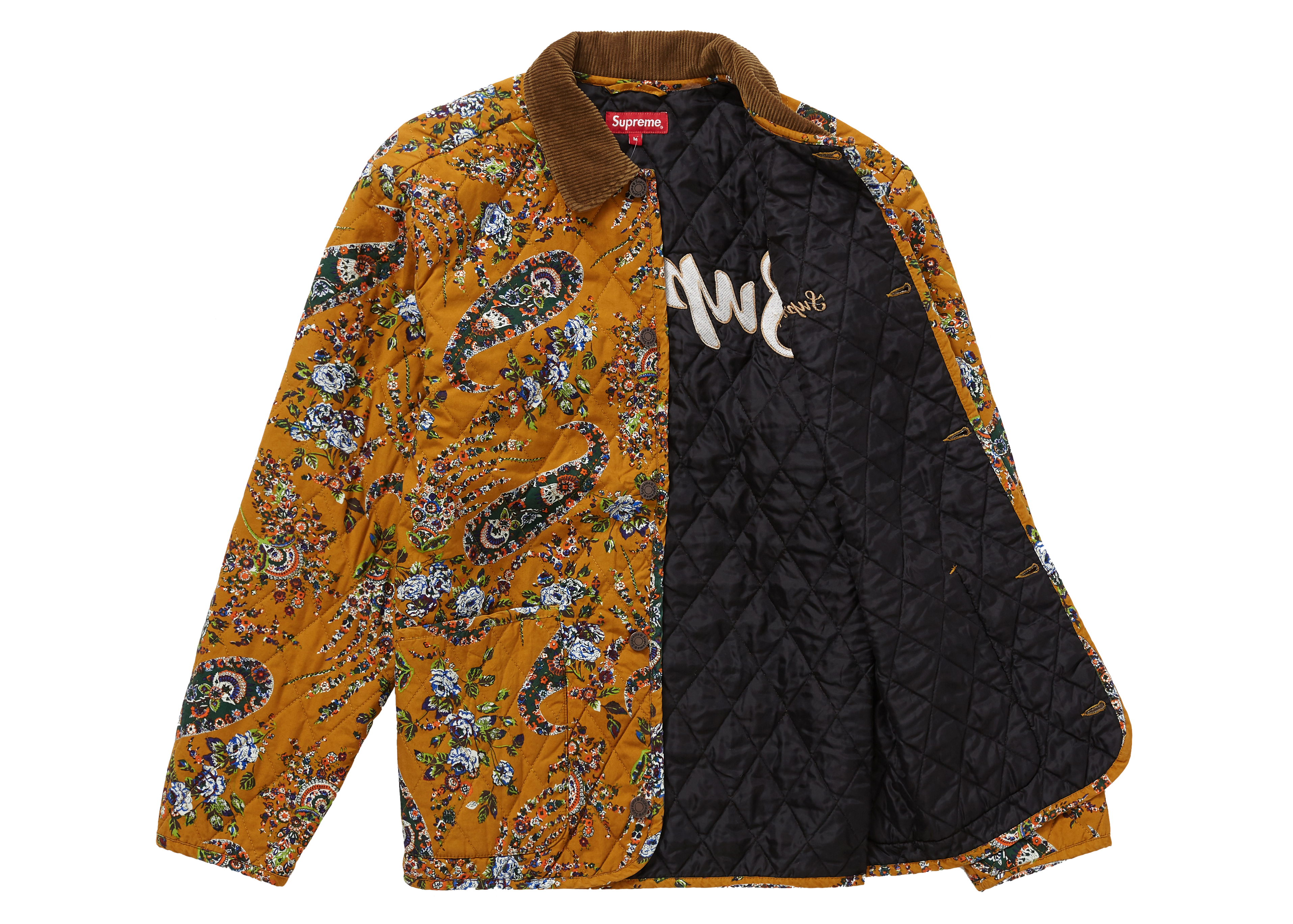 Supreme Quilted Paisley Jacket Mustard Paisley Men's - FW19 - US