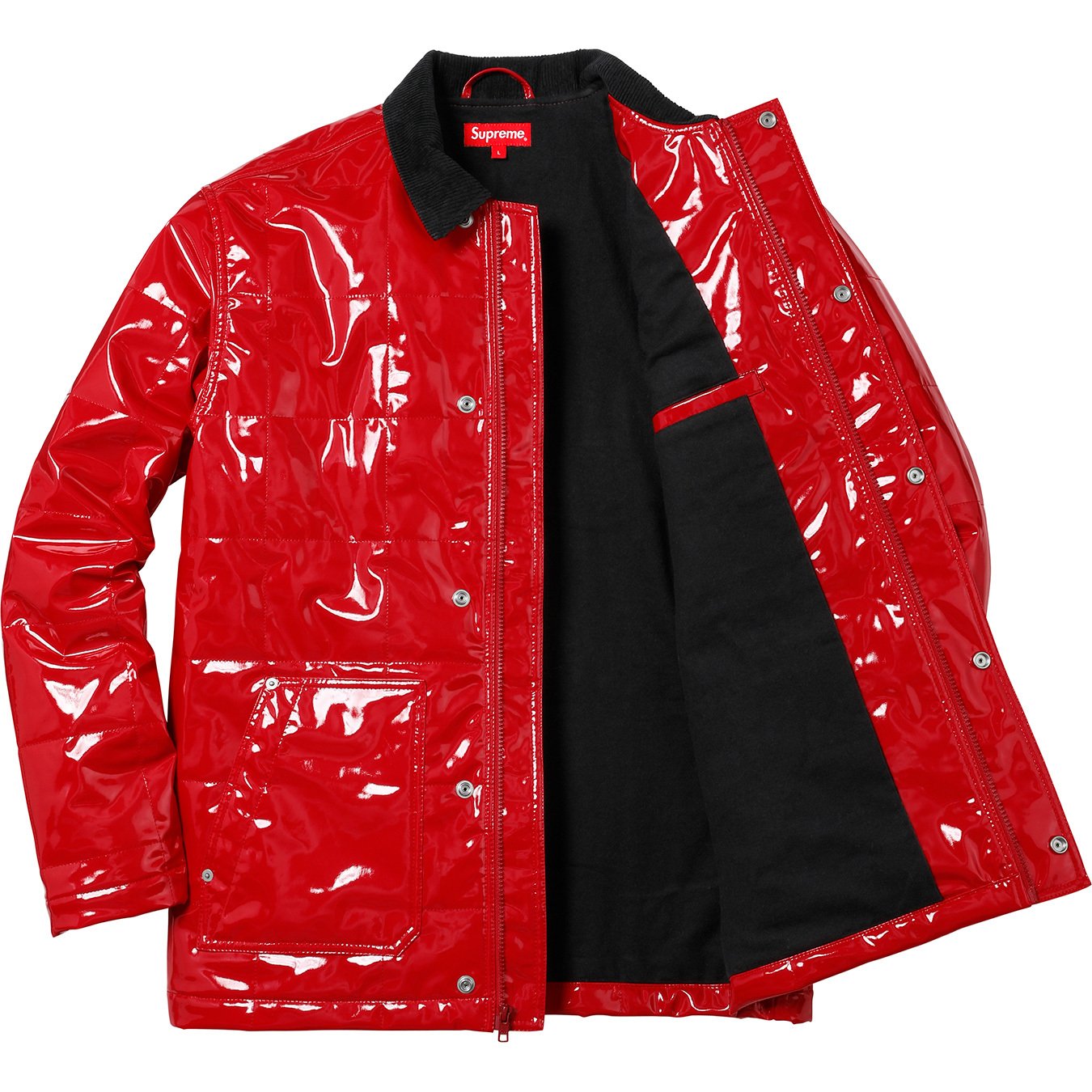 Supreme Quilted Patent Vinyl Work Jacket Red Men's - SS18 - US