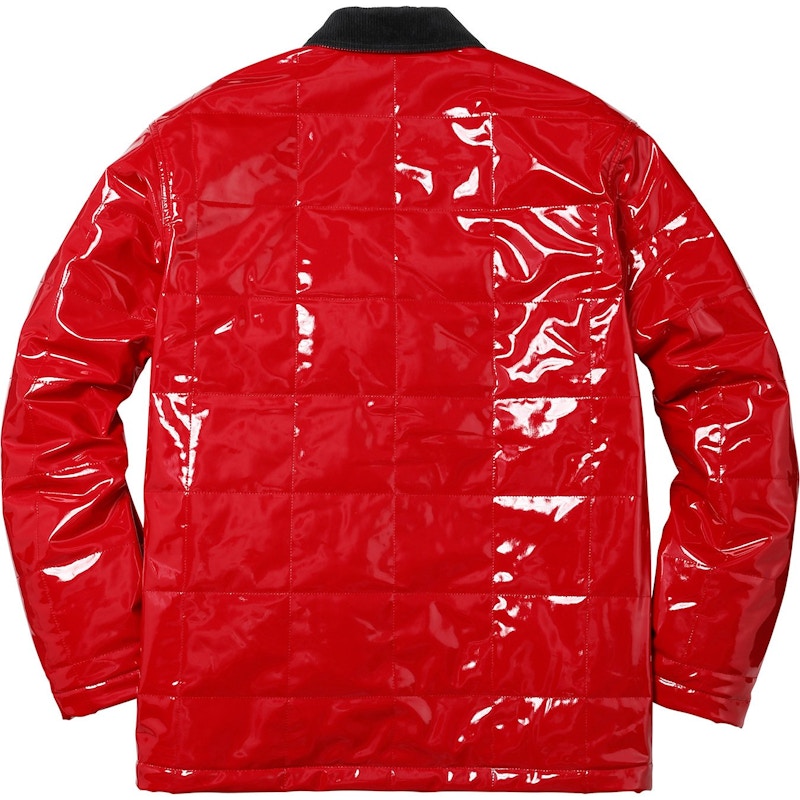 Supreme quilted patent vinyl work sale jacket black