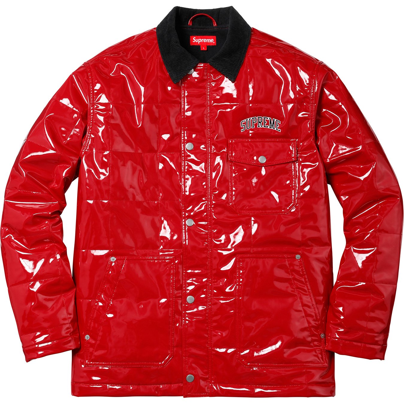 Supreme Quilted Patent Vinyl Work Jacket Red メンズ - SS18 - JP