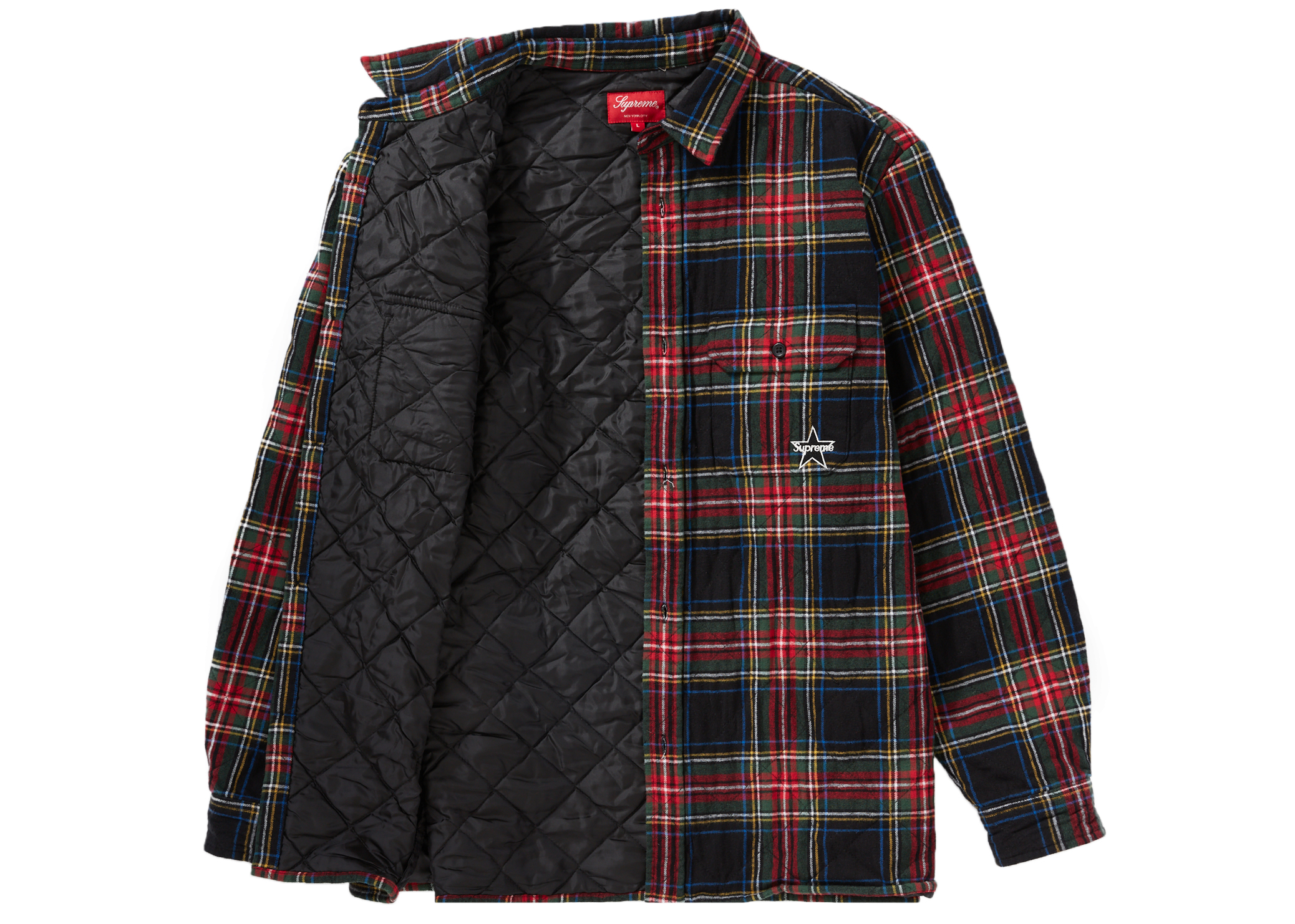 Supreme Quilted Plaid Flannel Shirt Black メンズ - FW21 - JP