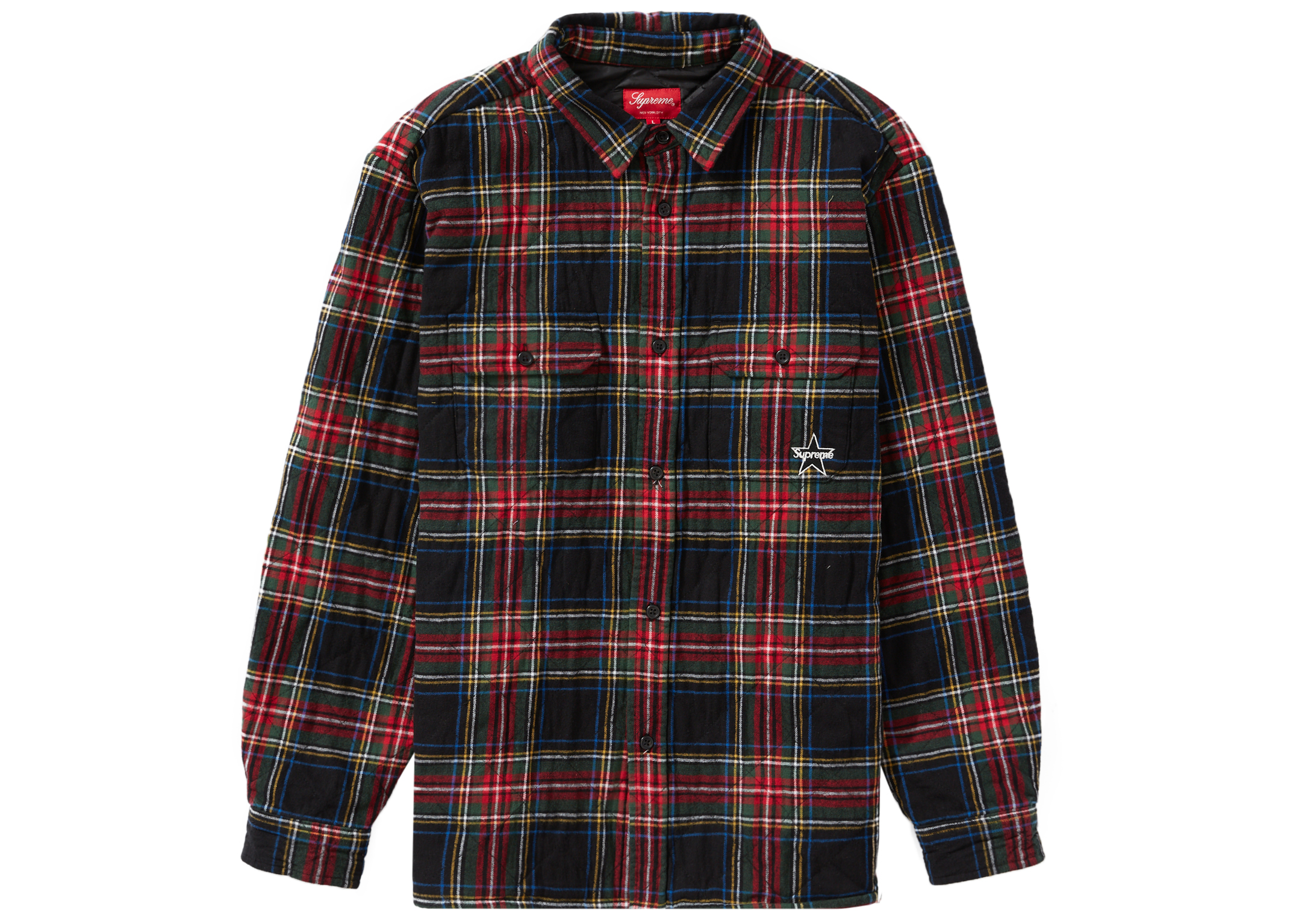 supreme quilted plaid flannel shirt　XL