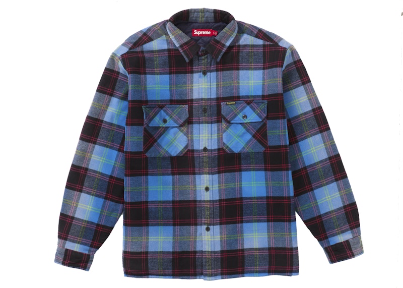 Supreme Quilted Plaid Shirt Blue Men's - FW24 - US