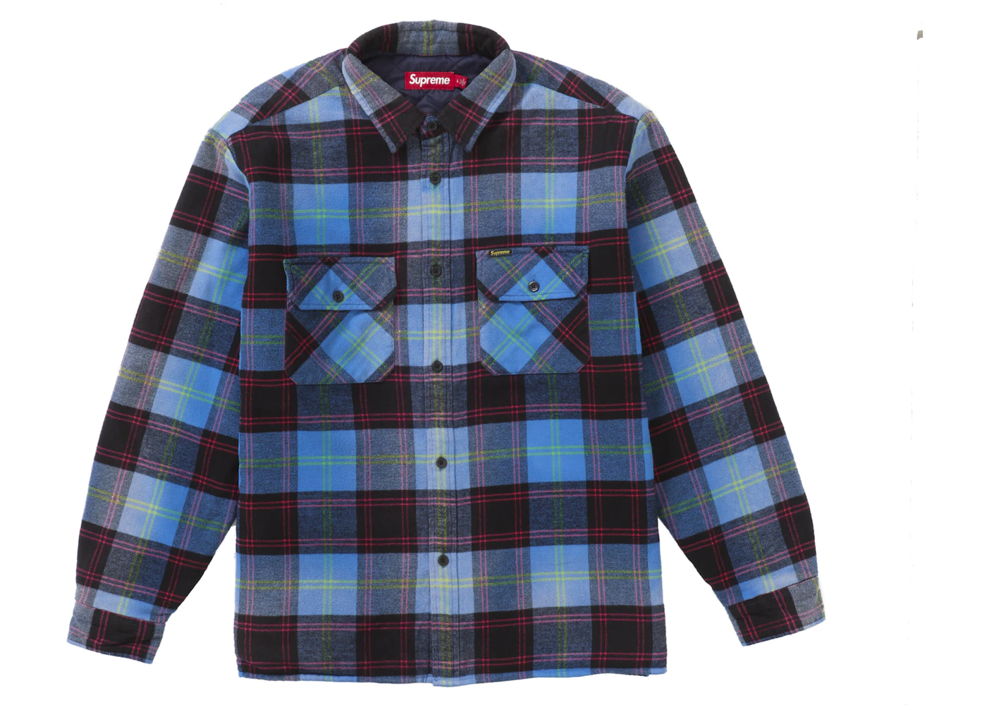 Supreme Quilted Plaid Shirt Blue Men's FW24 US - Main Image