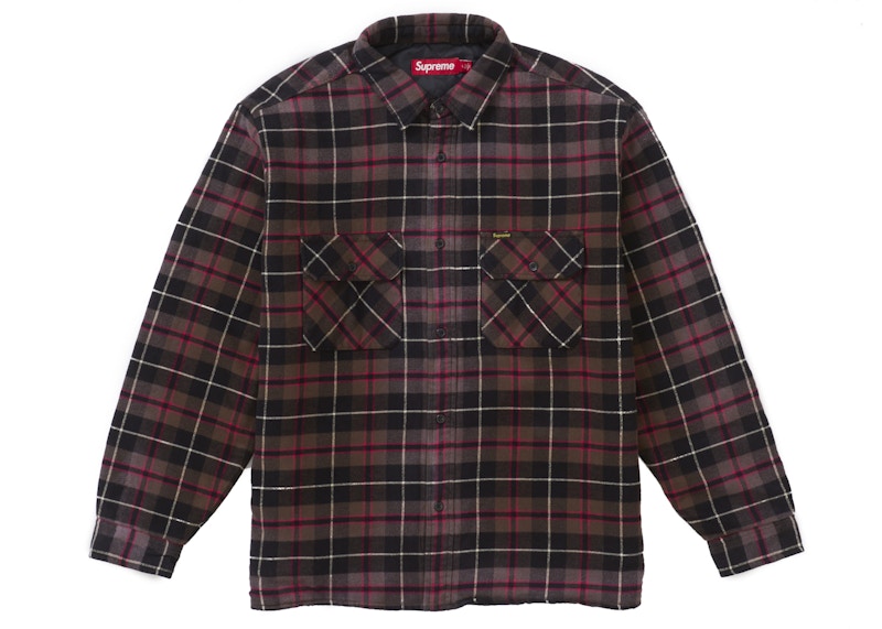 Supreme Quilted Plaid Shirt Grey Men's - FW24 - US