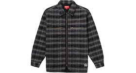 Supreme Quilted Plaid Zip Up Shirt Black