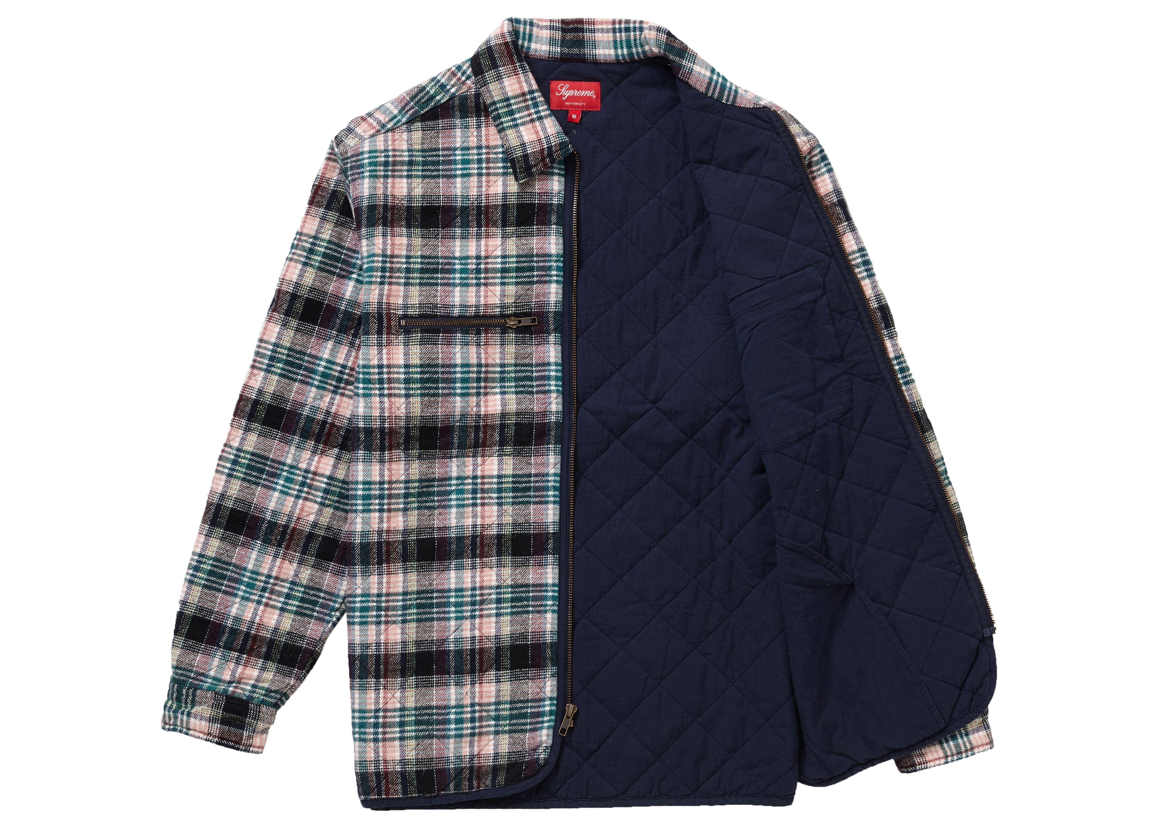 Supreme Quilted Plaid Zip Up Shirt OffWhite Men's - FW19 - US