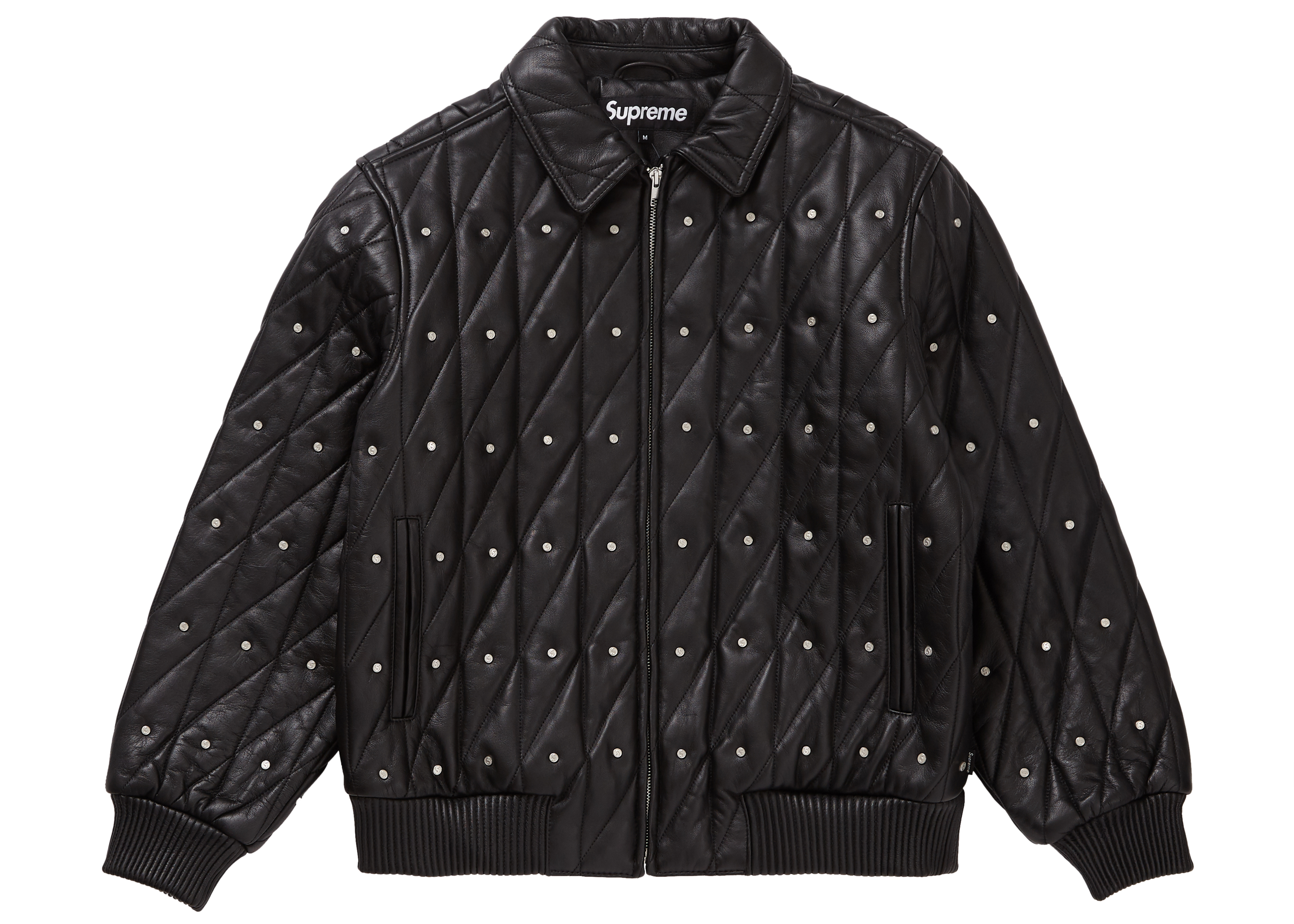 Supreme Quilted Studded Leather Jacket Black - FW18 Men's - US