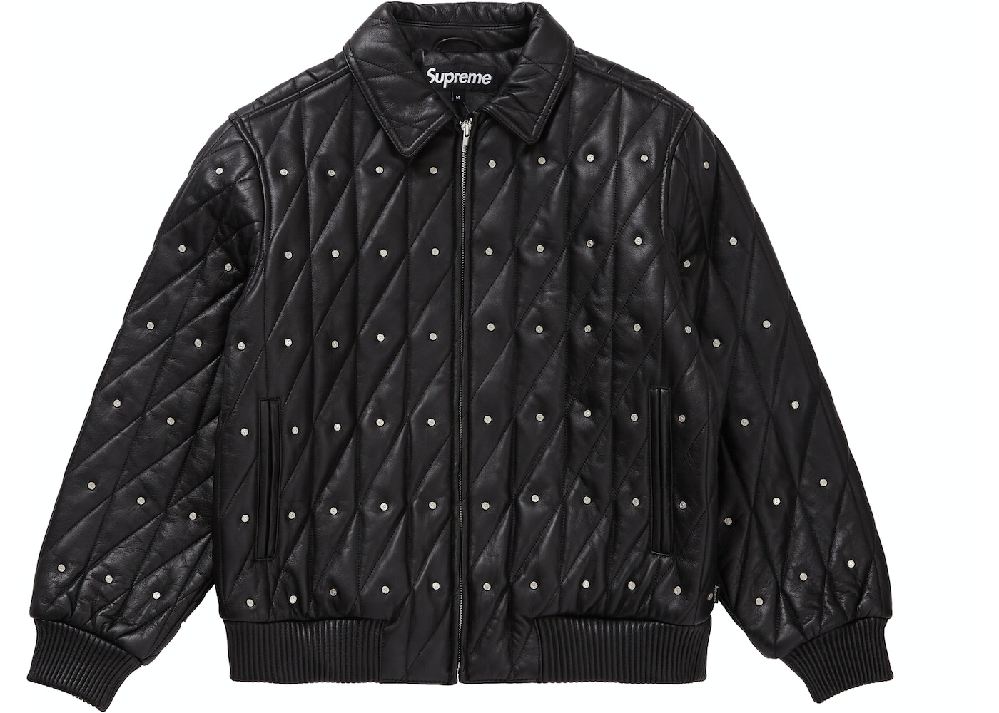Supreme Quilted Studded Leather Jacket Black - FW18