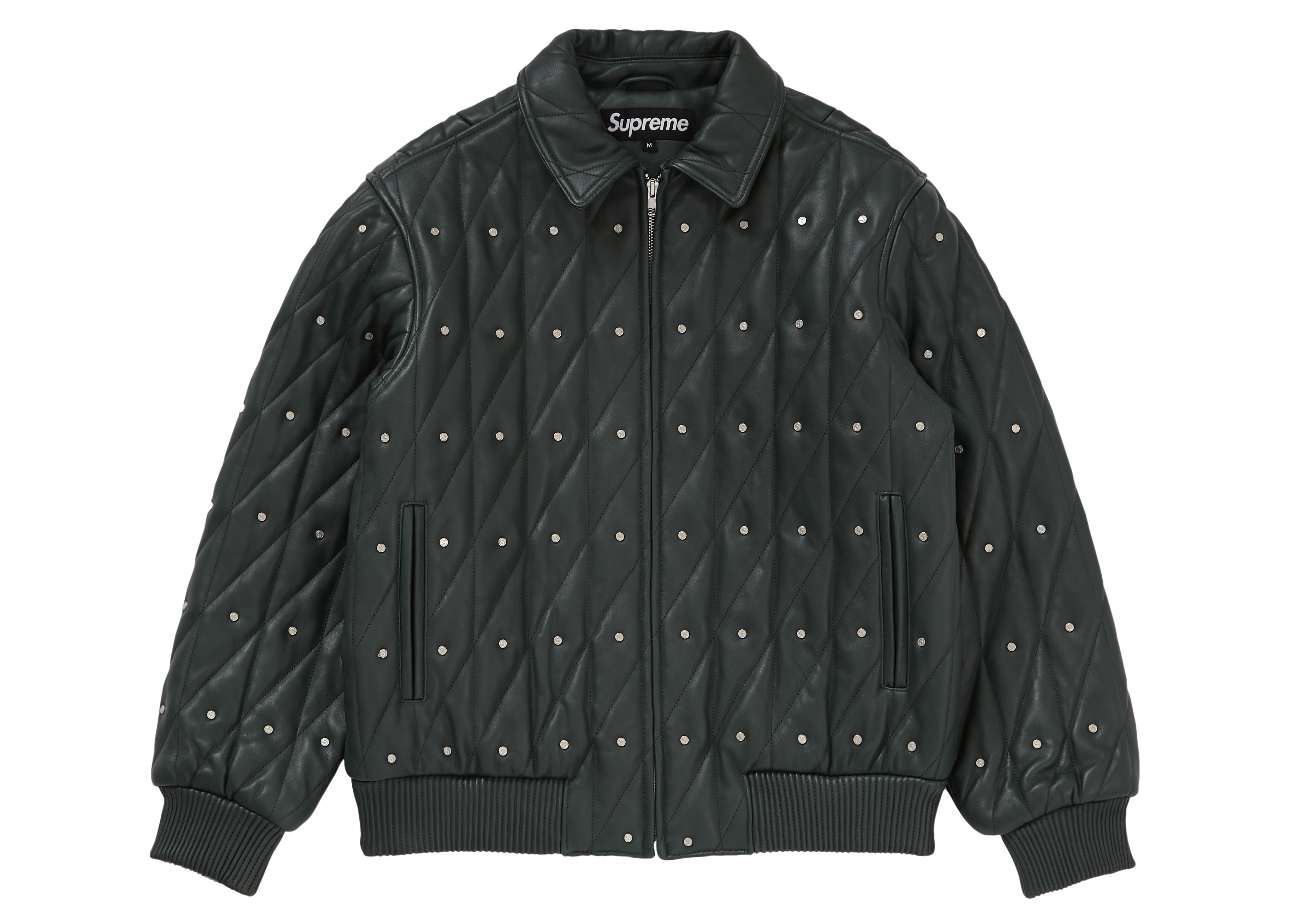 NIKEナイキousupreme Quilted Studded Leather Jacket