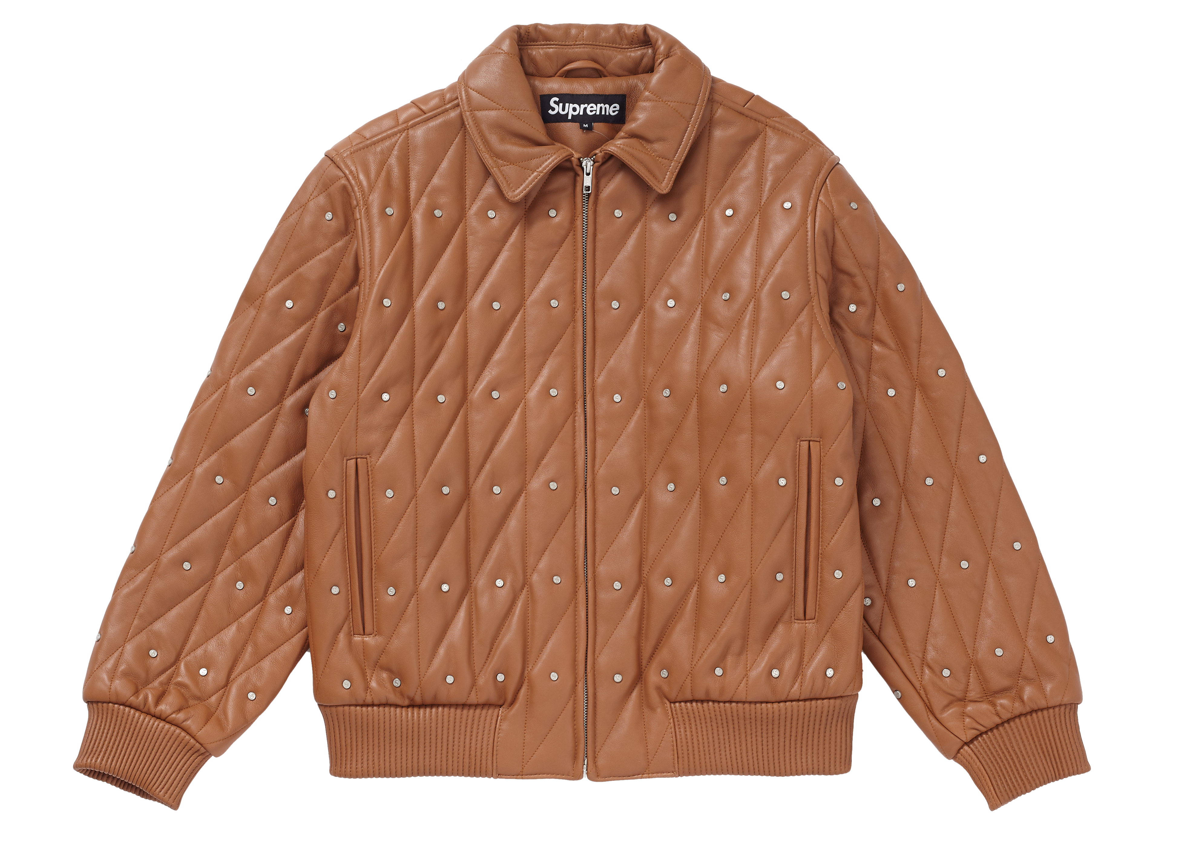 Supreme Quilted Studded Leather Jacket Light Brown - FW18 Men's - US