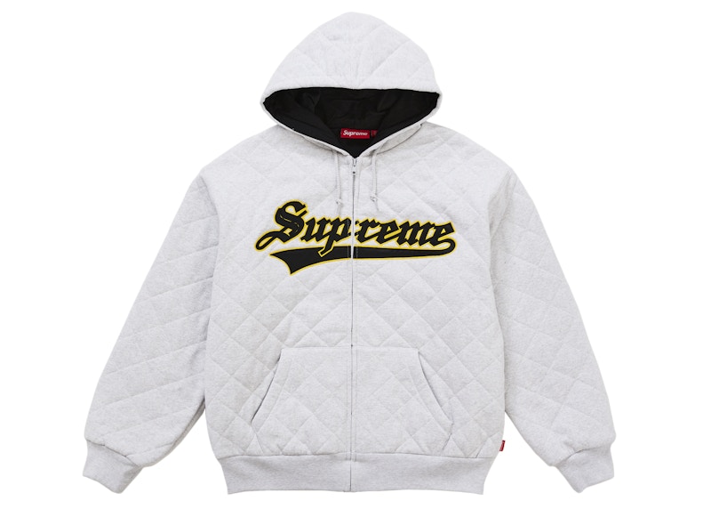 トップス SUPREME Quilted Zip Up Hooded Sweatshirt Supreme Quilted Zip Up Hooded Sweatshirt Ash Grey Men's - FW25 - US