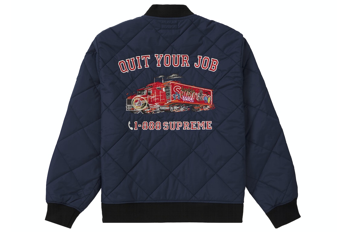 Pre-owned Supreme Quit Your Job Quilted Work Jacket Blue