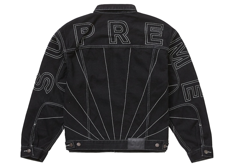 Supreme Radial Embroidered Denim Trucker Jacket Black