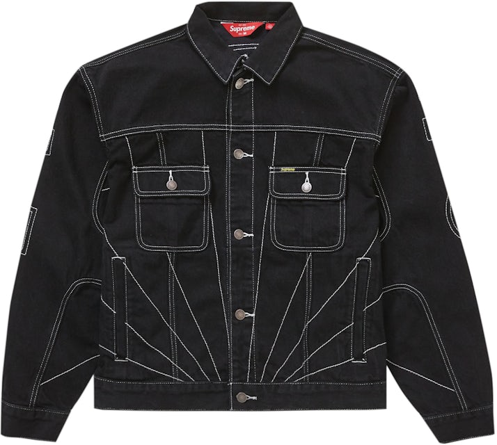 Supreme Radial Embroidered Denim Trucker Jacket Black