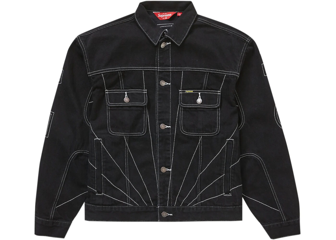 Supreme Radial Embroidered Denim Trucker Jacket Black Men's - FW23 - US