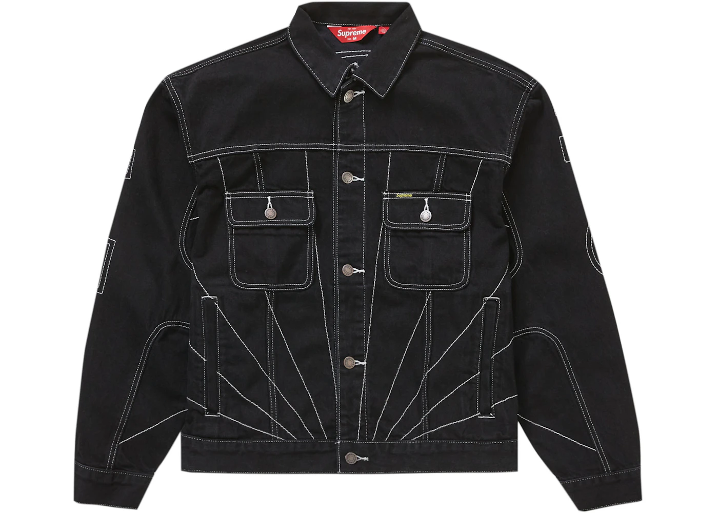 Supreme Radial Embroidered Denim Trucker Jacket Black Men's FW23