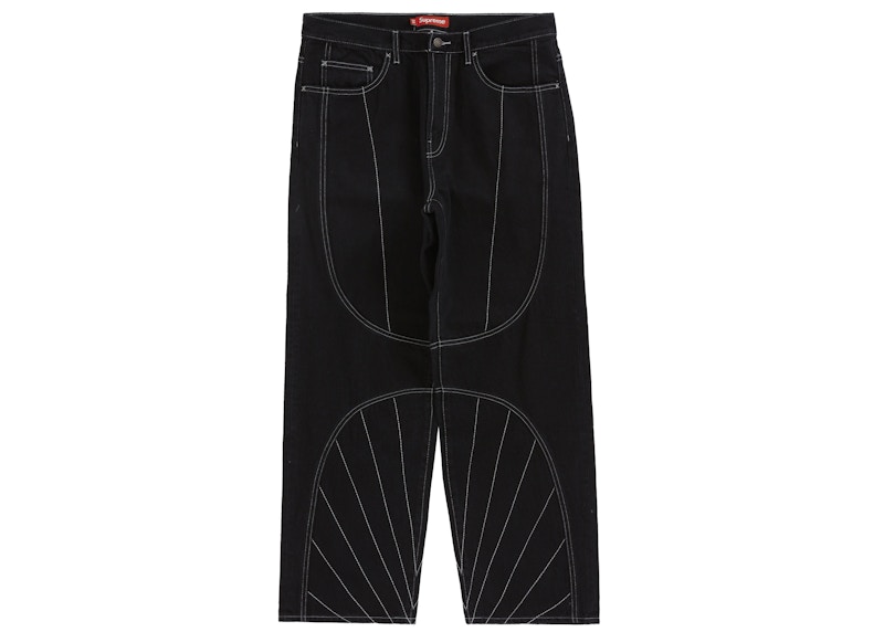 Supreme Radial Embroidered Loose Fit Jean Black