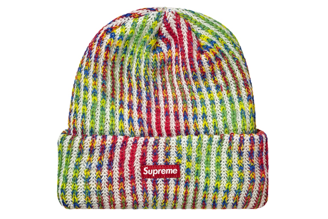 Pre-owned Supreme Rainbow Knit Loose Gauge Beanie (fw21) White