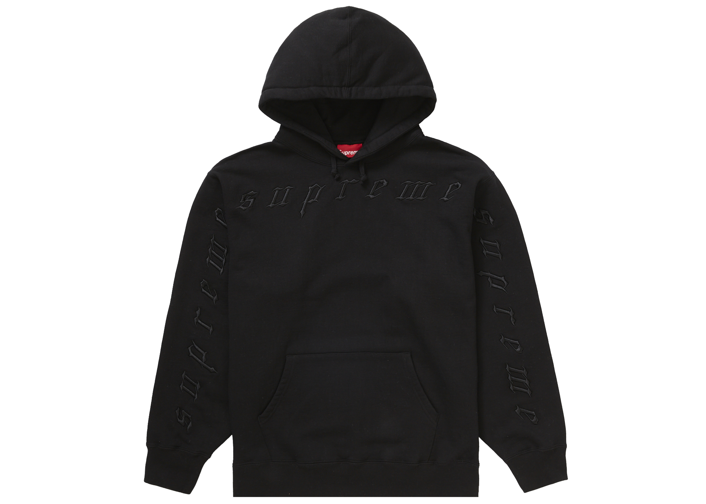 Supreme Raised Embroidery Hooded Sweatshirt Black Men's - FW21 - US