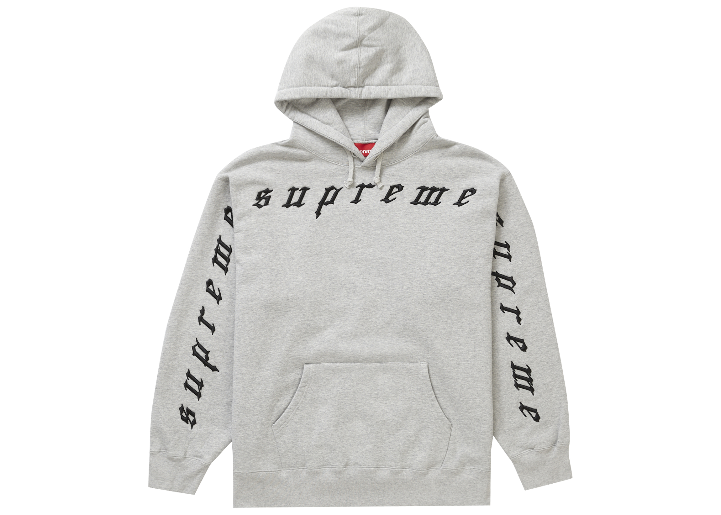 Supreme Raised Embroidery Hooded Sweatshirt Heather Grey Men's