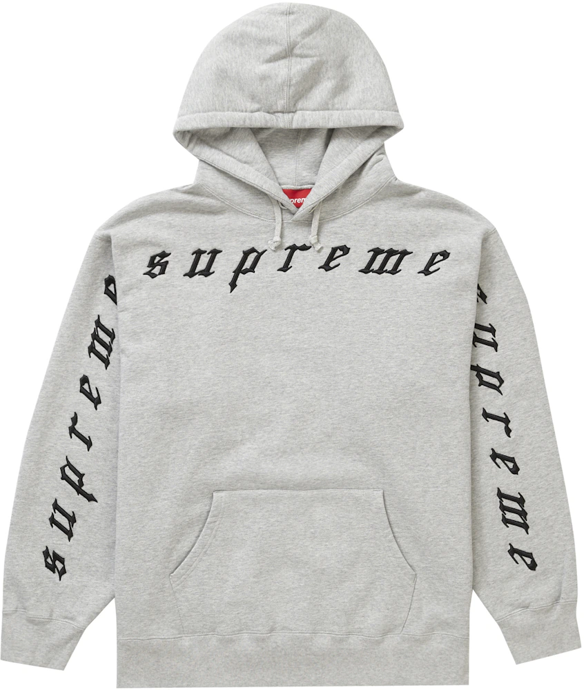 Supreme Stronger Than Fear Hooded Sweatshirt Heather GreySupreme Stronger  Than Fear Hooded Sweatshirt Heather Grey - OFour