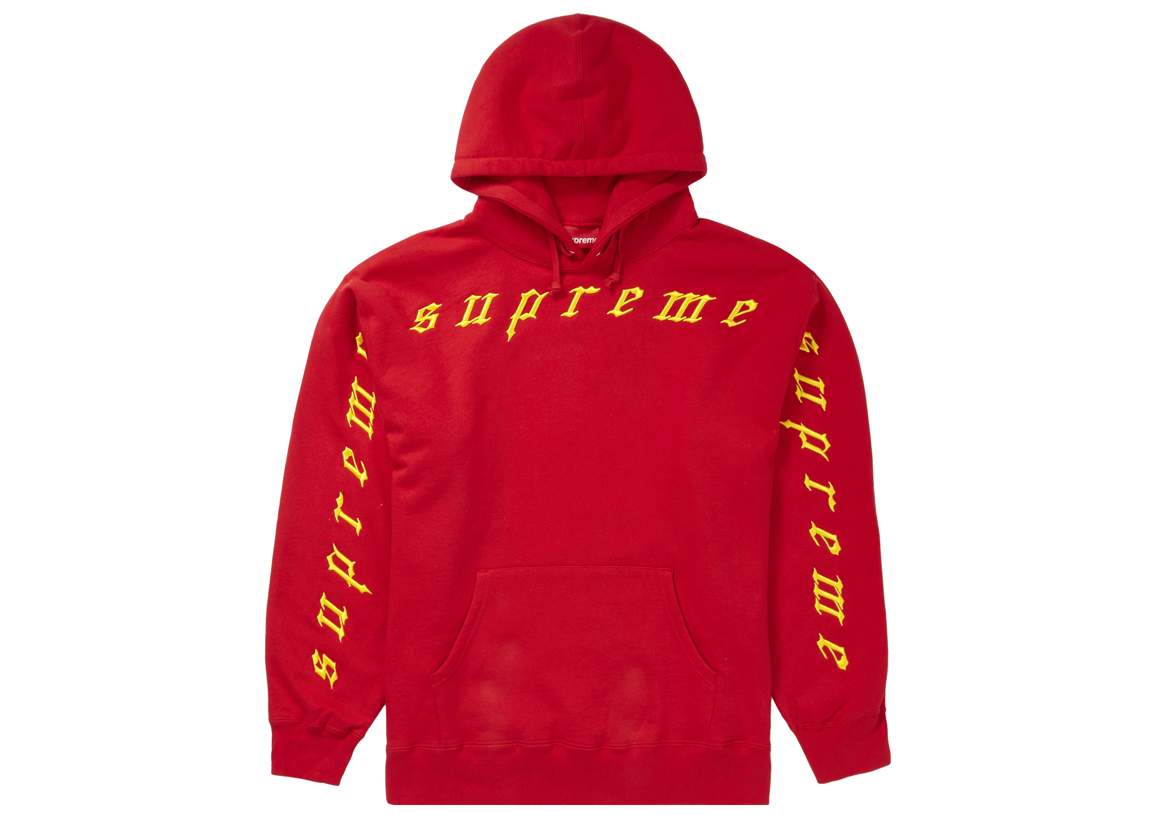 Supreme Raised Embroidery Hooded Sweatshirt Red