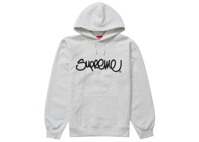 Supreme Raised Handstyle Hooded Sweatshirt Ash Grey