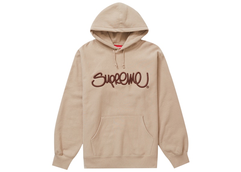 Supreme レイズド ハンドスタイル フーディー  ベージュ XL