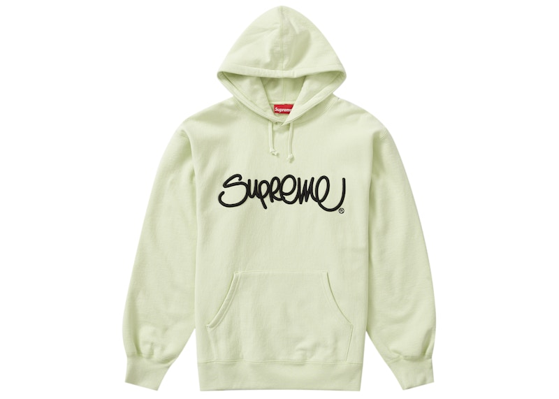 Supreme Raised Handstyle Hooded Sweatshirt Pale Green