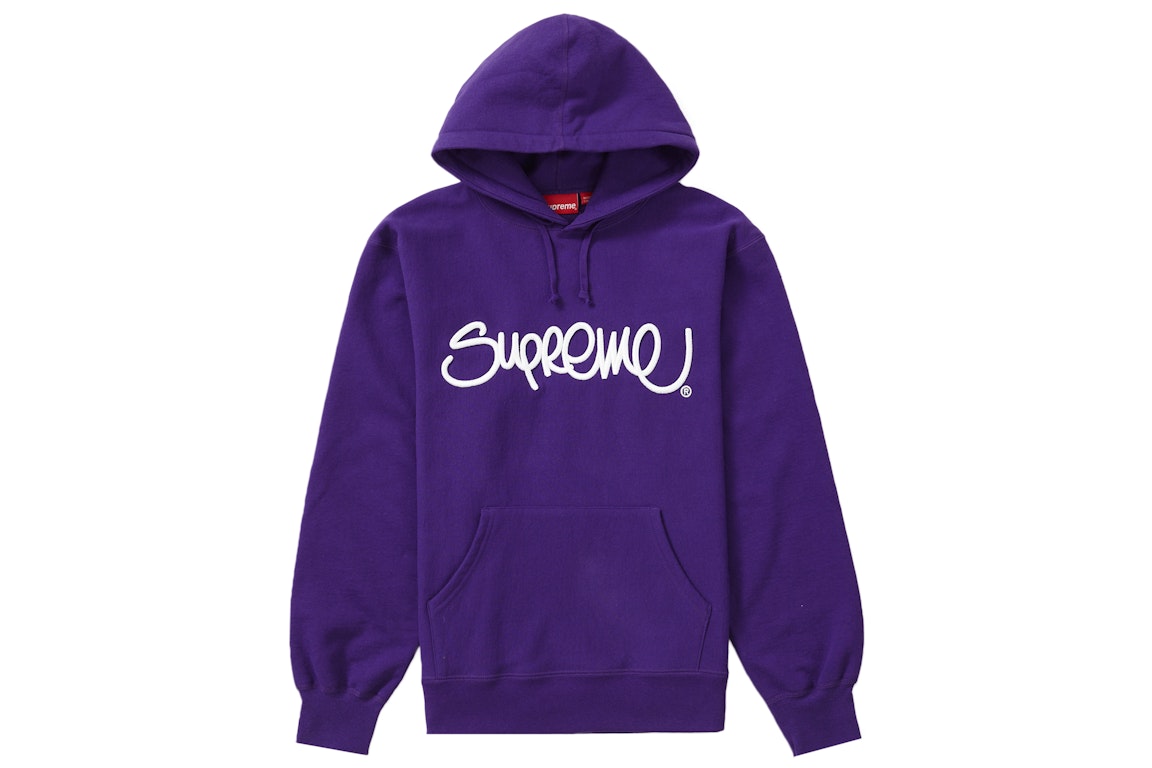 Pre-owned Supreme Raised Handstyle Hooded Sweatshirt Purple