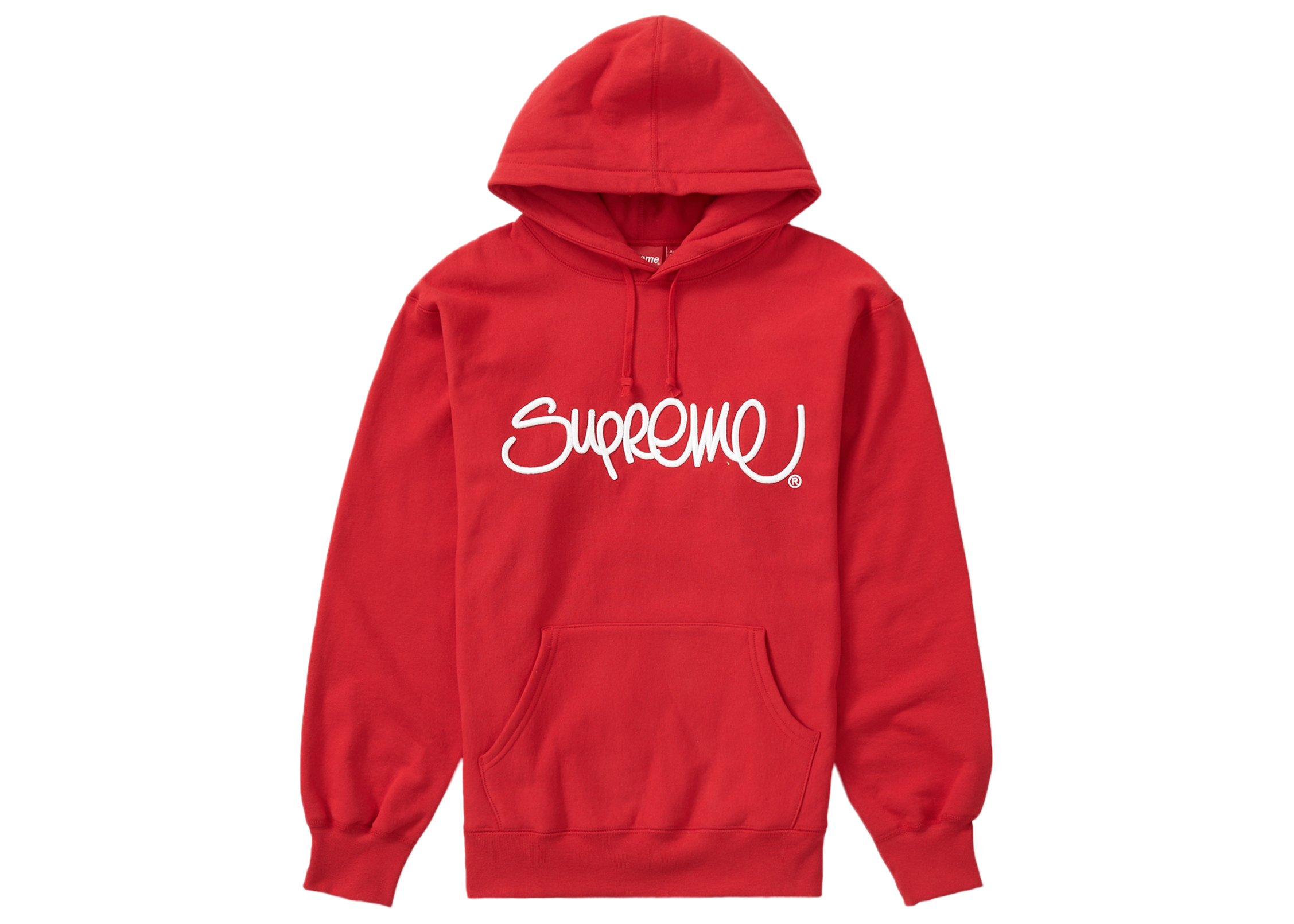 Supreme Raised Handstyle Hooded Sweatshirt Red Men's - SS22 - US