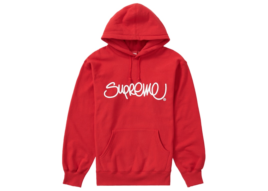 Pre-owned Supreme Raised Handstyle Hooded Sweatshirt Red