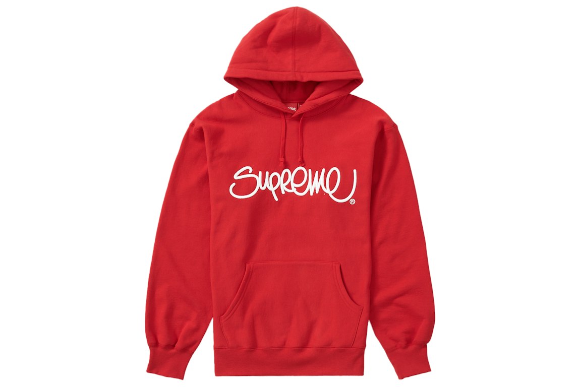 Pre-owned Supreme Raised Handstyle Hooded Sweatshirt Red
