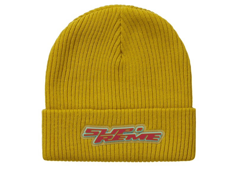 Supreme Raised Logo Patch Beanie Mustard