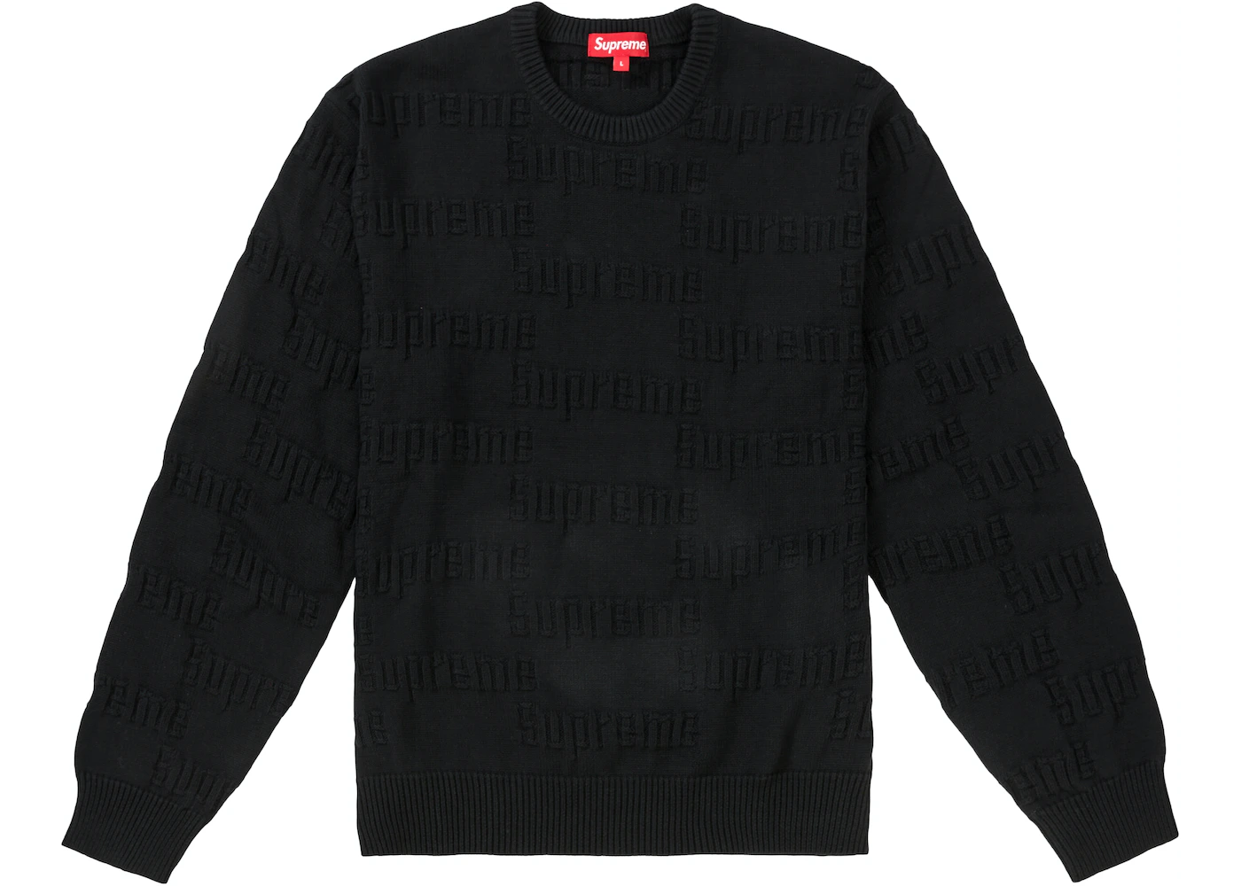 Supreme Raised Logo Sweater Black Men's - FW19 - US