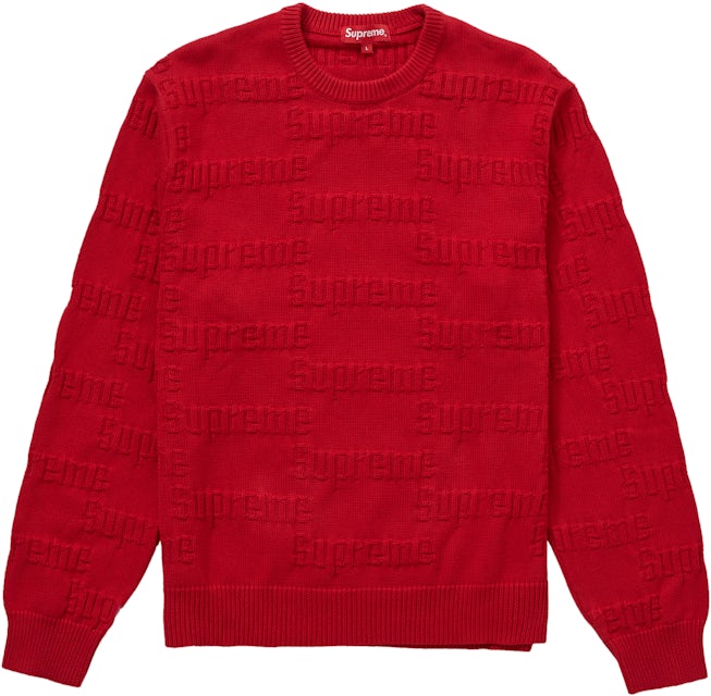 Supreme Raised Logo Sweater Red Men's - FW19 - US