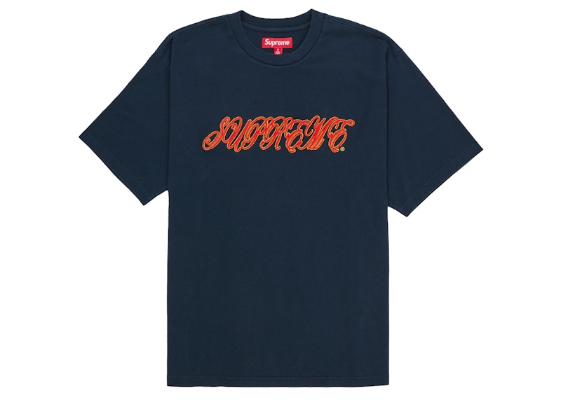Supreme Raised Script S/S Top Navy Men's - SS26 - US