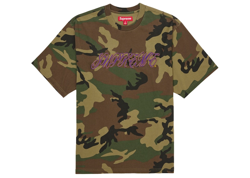 Supreme Raised Script S/S Top Woodland Camo Men's - SS26 - US Supreme Raised Script S/S Top Woodland Camo Men's - SS26 - US