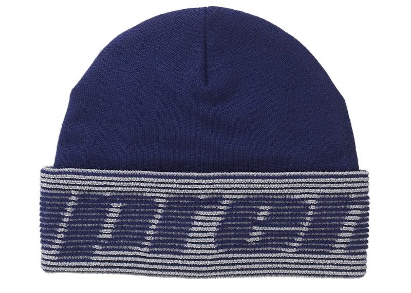 Supreme Reflective Jacquard Beanie Navy - FW24 - US