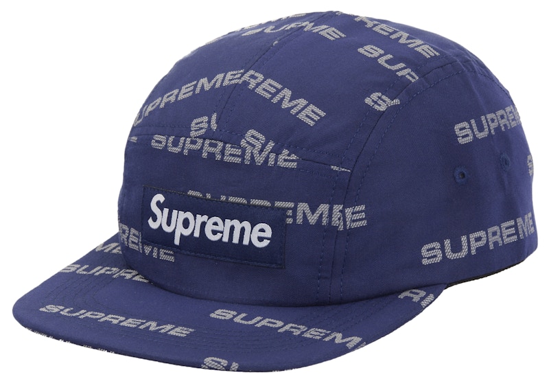 Pre-owned Supreme Reflective Jacquard Camp Cap In Blue