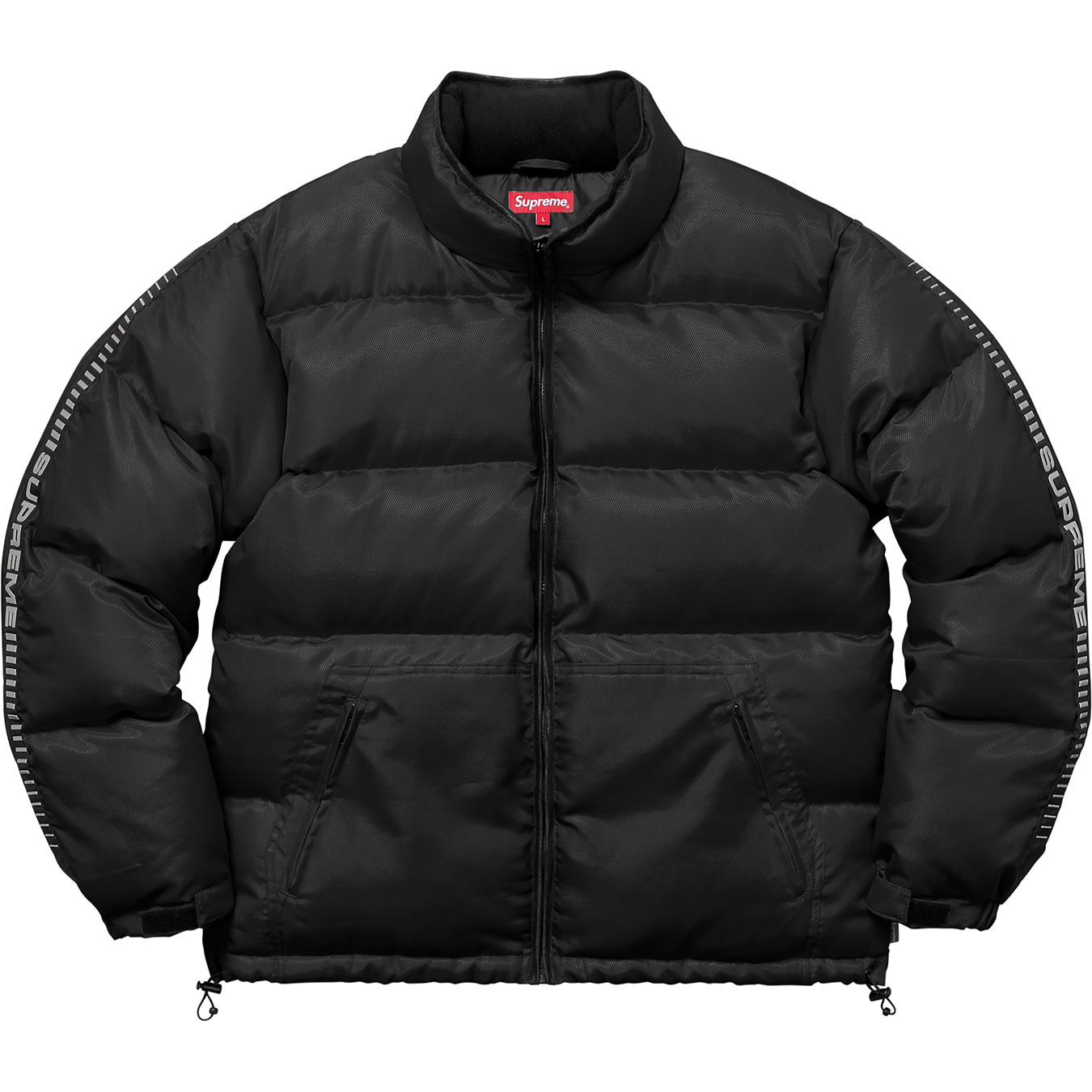 Supreme Reflective Sleeve Logo Puffy Jacket Black - FW17