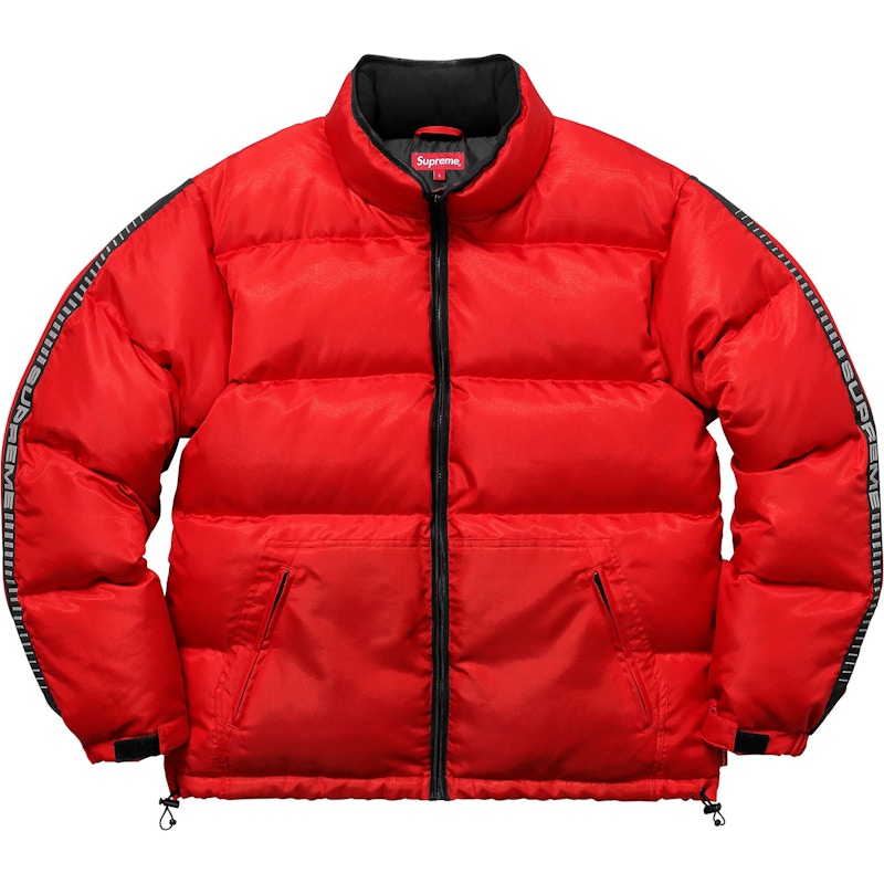 Supreme Reflective Sleeve Logo Puffy Jacket Red Men's - FW17 - US